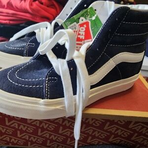 Vans High-Top Sneakers in Navy and White.